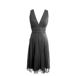 BCBG Paris Black Whimsigoth Silk Beaded Dress Size 8 Fairy Cocktail Evening